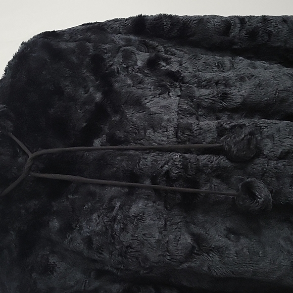 Anthroplogie Elevenses Faux Fur Swing Coat Size 12 Black EUC - Picture 4 of 10